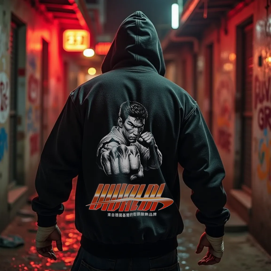 Retro FIGHTER Oversized Zipper Hoodie